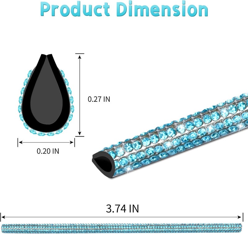 INSAUTO Bling Car Vent Outlet Trim,Bling Car Accessories for Women, 10pcs Rhinestone Bling Car Air Conditioner Vent Decoration Strips(Blue) - Image 5